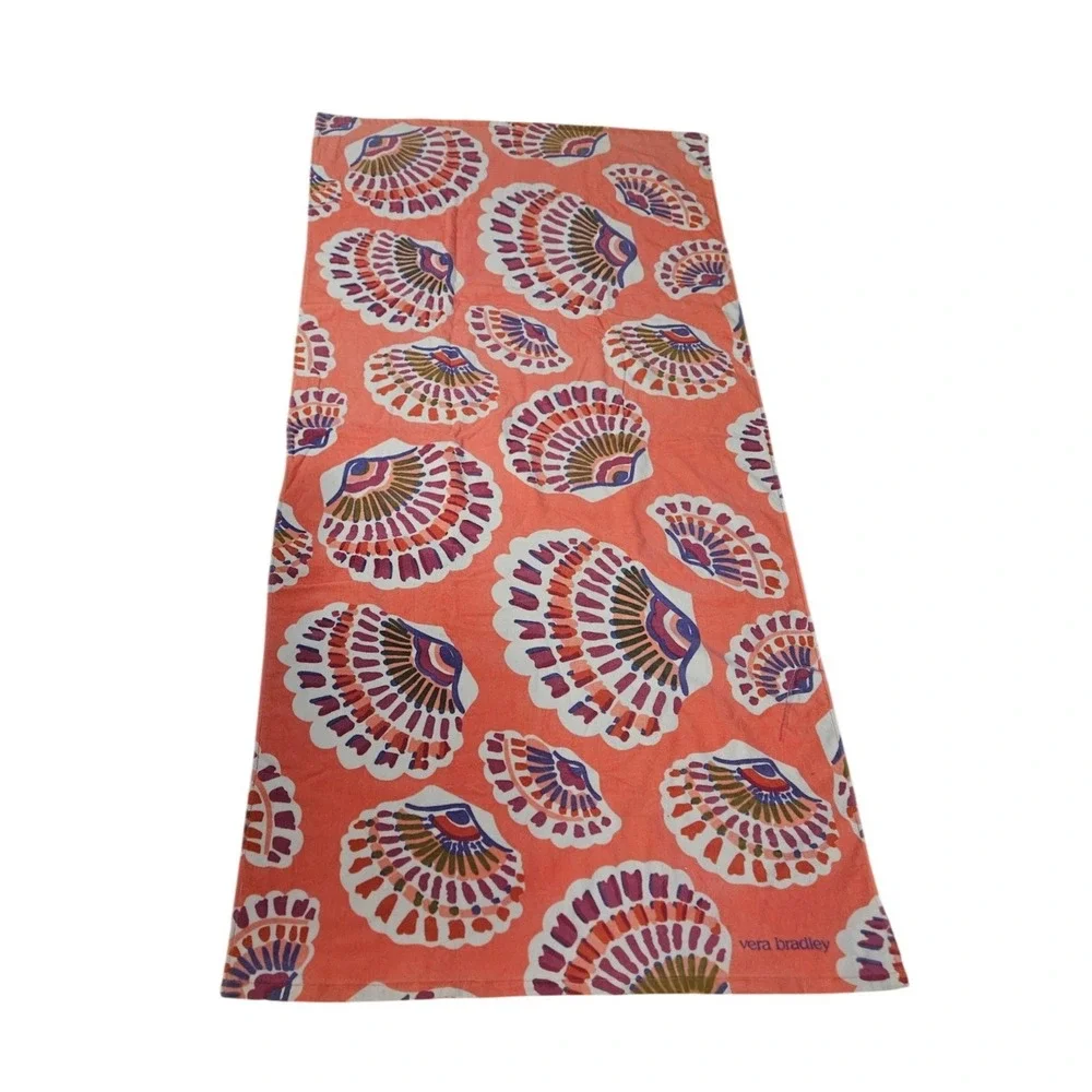 Vera Bradley Essential Beach Towel Shell Yeah Coral Seashell Print 40 Inch NWT